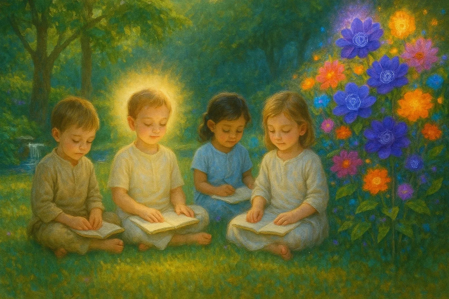 Divine light around a pregnant woman symbolizing Garbh Sanskar, soul awakening, and blessings from Mahavatar Babaji.